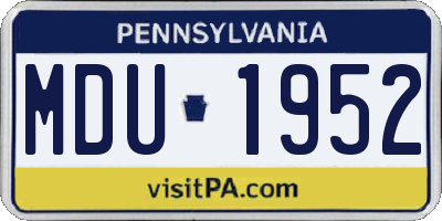 PA license plate MDU1952