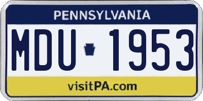 PA license plate MDU1953