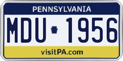 PA license plate MDU1956