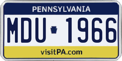 PA license plate MDU1966