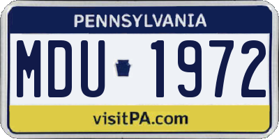 PA license plate MDU1972
