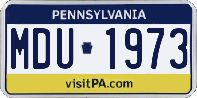 PA license plate MDU1973