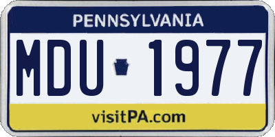 PA license plate MDU1977