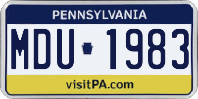 PA license plate MDU1983