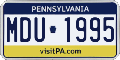 PA license plate MDU1995