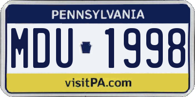 PA license plate MDU1998
