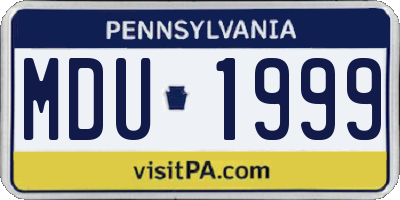 PA license plate MDU1999