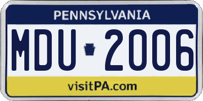 PA license plate MDU2006