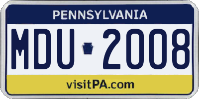 PA license plate MDU2008