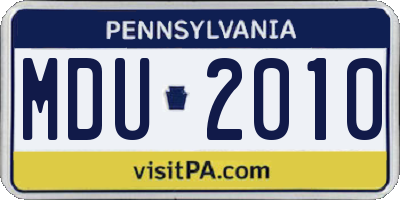 PA license plate MDU2010