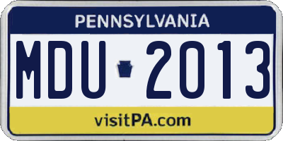PA license plate MDU2013