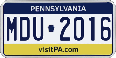 PA license plate MDU2016