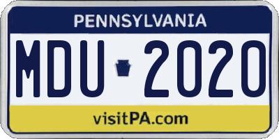PA license plate MDU2020