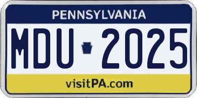 PA license plate MDU2025