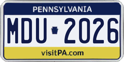 PA license plate MDU2026