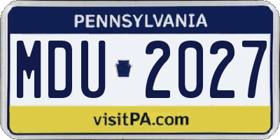 PA license plate MDU2027
