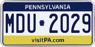 PA license plate MDU2029