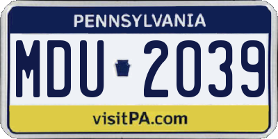 PA license plate MDU2039