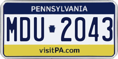 PA license plate MDU2043