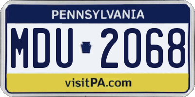 PA license plate MDU2068
