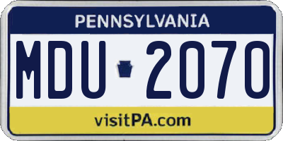 PA license plate MDU2070
