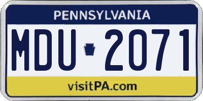 PA license plate MDU2071