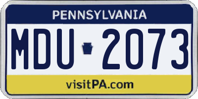 PA license plate MDU2073