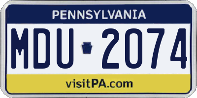 PA license plate MDU2074