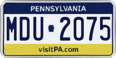 PA license plate MDU2075