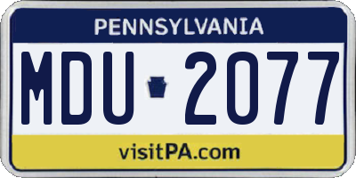 PA license plate MDU2077