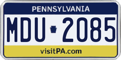 PA license plate MDU2085
