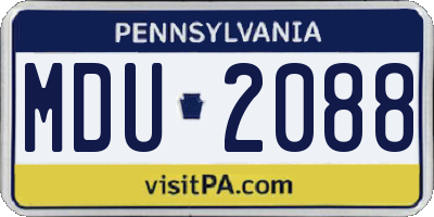 PA license plate MDU2088