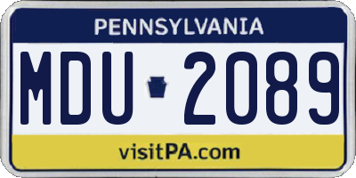PA license plate MDU2089