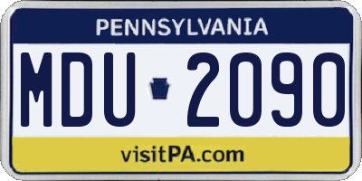 PA license plate MDU2090