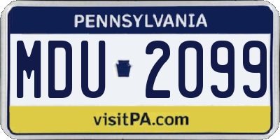 PA license plate MDU2099