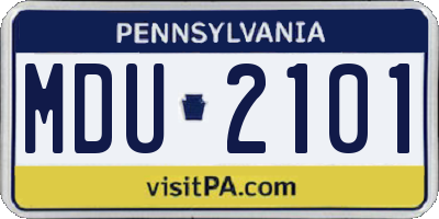 PA license plate MDU2101