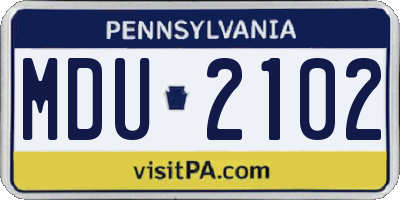 PA license plate MDU2102