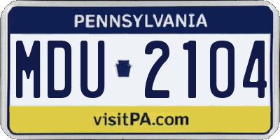 PA license plate MDU2104