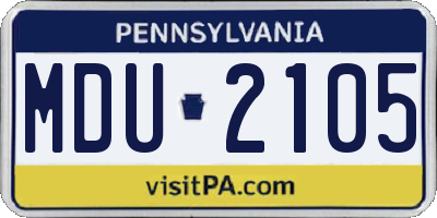 PA license plate MDU2105