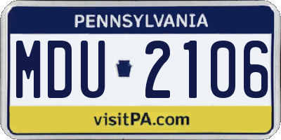 PA license plate MDU2106
