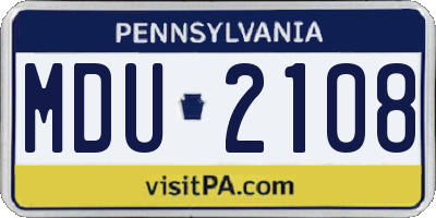 PA license plate MDU2108