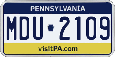 PA license plate MDU2109