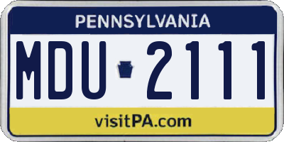 PA license plate MDU2111
