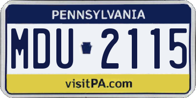 PA license plate MDU2115