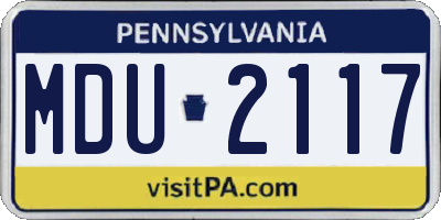 PA license plate MDU2117