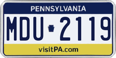 PA license plate MDU2119