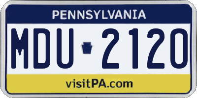 PA license plate MDU2120