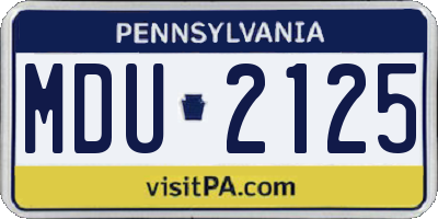 PA license plate MDU2125