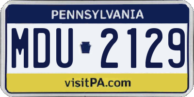 PA license plate MDU2129