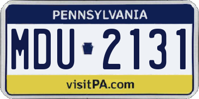 PA license plate MDU2131